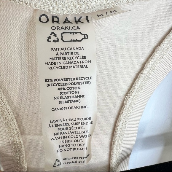 ORAKI Canada BEIGE Racerback long cami cotton blend sleeveless tunic tank top M - Picture 9 of 9